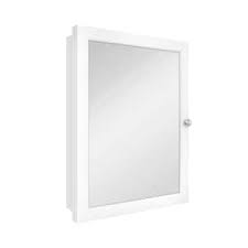 Photo 1 of 20 in. W x 26 in. H Rectangular Framed Recessed or Surface-Mount Bathroom Medicine Cabinet with Mirror, White


