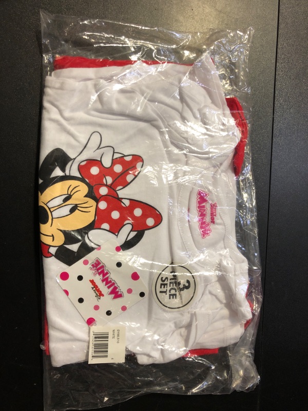 Photo 2 of Disney Minnie Mouse Girls 3 Piece T-shirts and Legging Pants Set for Toddler and Little Kids 4