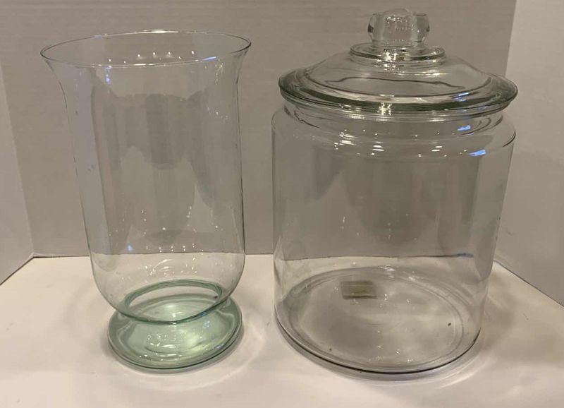 Photo 1 of 2-GLASS CONTAINERS TALLEST 13”