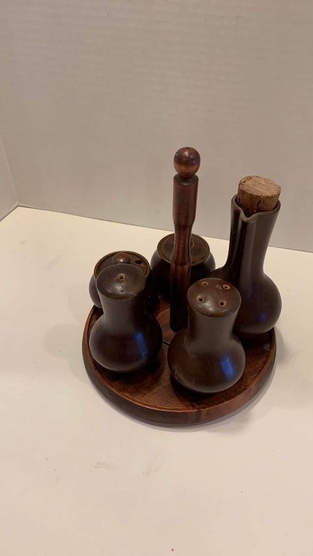 Photo 3 of AFRICAN WOODEN KITCHEN CONDIMENT SET