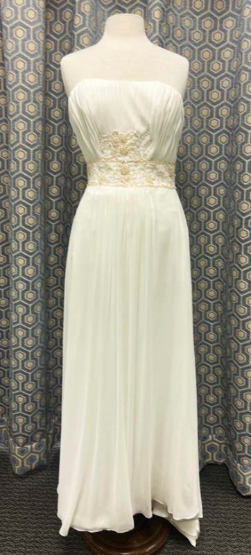 Photo 1 of BRIDAL GOWN “MAGGIE SOTTERO” ONE-PIECE STRAPLESS, SLIM-LINE GOWN WITH ZIPPER OVER INNER CORSET CLOSURE. DELICATE LACE FEATURING SWAROVSKI CRYSTALS. SIZE 10 