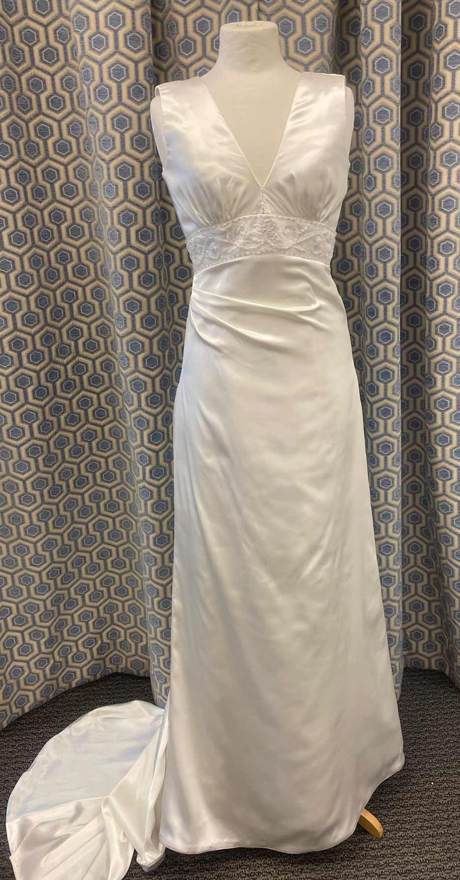 Photo 1 of BRIDAL GOWN  “MAGGIE SOTTERO COUTURE” WHITE SATIN w RHINESTONE & BUSTLE  SIZE 8