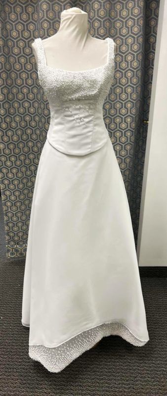 Photo 1 of BRIDAL GOWN, "MAGGIE SOTTERO" 2-PC SATIN A-LINE, CORSET BACK SLEEVELESS GOWN SIZE 10 $1200
