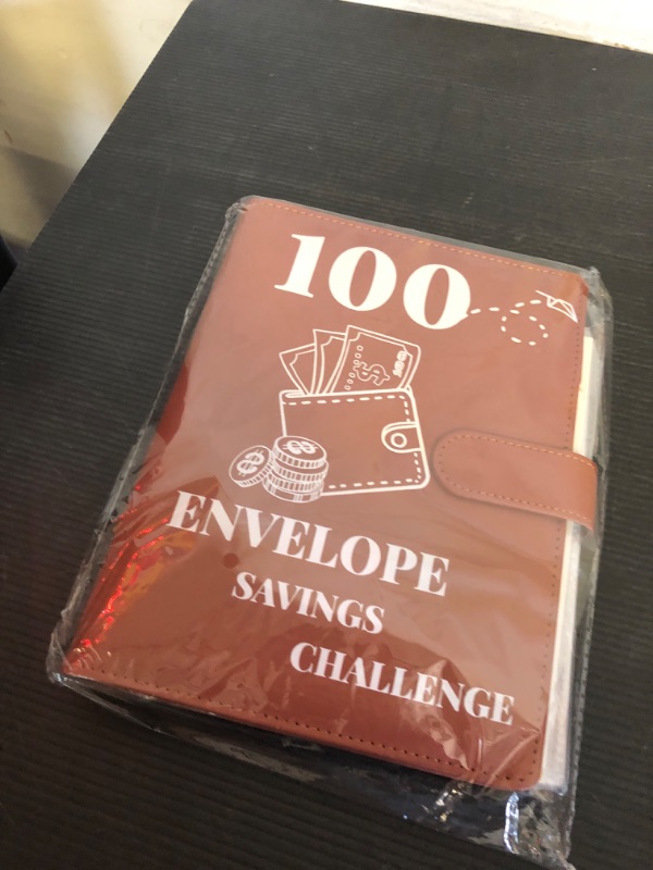 Photo 1 of 100 Envelopes Money Saving Challenge Binder, 2024 New A5 Budget Binder with Cash Envelopes, 6 Rings Savings Challenges Book, Laminated Budgeting Planning Tracker to Save $5050,10,400, 500 Brown