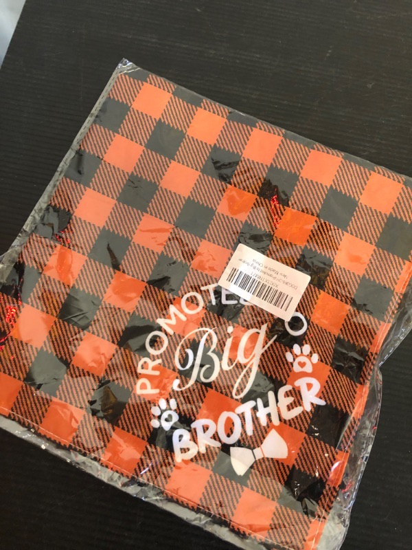 Photo 2 of Dog Bandana, Promoted to Big Brother Dog Bandana, Dog Scarf Classical Plaid Printing, Dog Scarf Accessories, Dog Bandana Pet Scarf, Pet Plaid Scarf Gender Reveal Accessories, Dog Bandana Gift (B12)