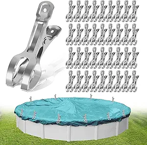 Photo 1 of 3.3 Inch Pool Cover Clips, Stainless Steel Pool Cover Clamps Swimming Pool Winter Cover Clips for Above Ground Pools, Metal Windproof Pool Clips Securing Cover Clip for Swimming Pool