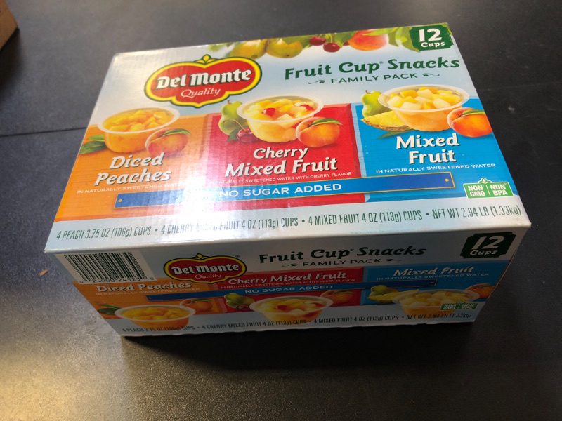 Photo 2 of Del Monte FRUIT CUP Snacks, Family Pack, No Sugar Added, 12-Pack, 4 oz Variety Pack