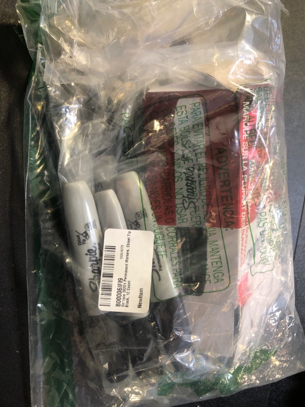 Photo 1 of Sharpie Permanent Markers, Chisel Tip Marker Set, Poster Markers, Markers For Wood, Plastic, And More, Black, 12 Count