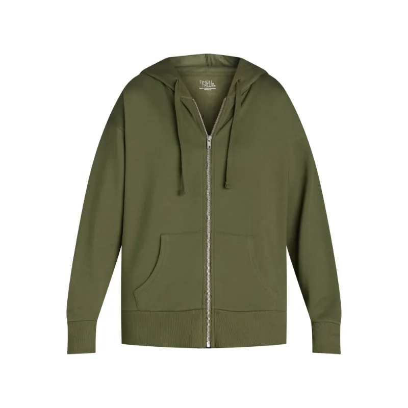 Photo 1 of TIME AND TRU Women's Fleece Zip Hoodie - Green - Size XXXL (Runs Small)