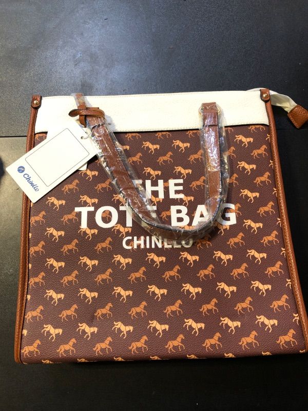 Photo 1 of Chinllo Tote Bag for Women, Horse Coated Satchel Purse and Handbags with Shoulder Strap (P.Horse Brown-M.V)