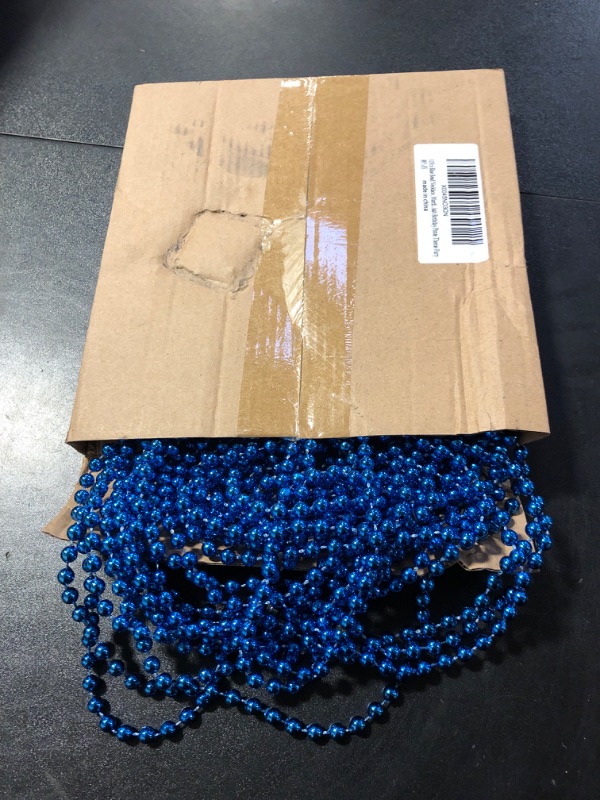 Photo 2 of 12 PCS Blue Bead Necklace, Blue Mardi Gras Beads Christmas Necklaces, 33" 4th of July Patriotic Beads Necklaces, Parade Throw Accessories for Independence Day Mardi Gras Hanukkah Pirate Theme Party