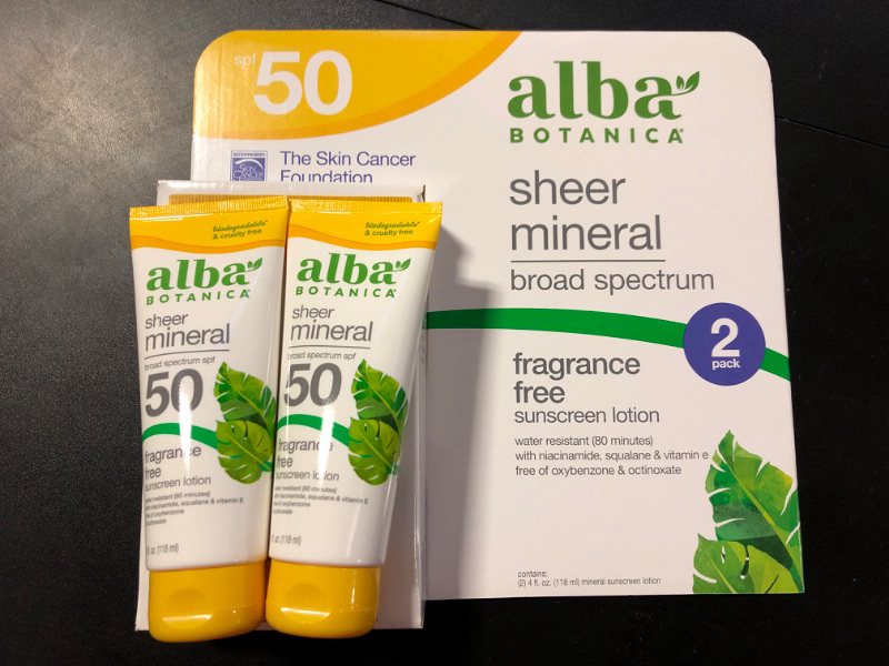 Photo 2 of Alba Botanica Mineral Sunscreen Lotion, Broad Spectrum SPF 50 Sunscreen, Water Resistant and Biodegradable, 4 fl. oz. (Pack of 2)