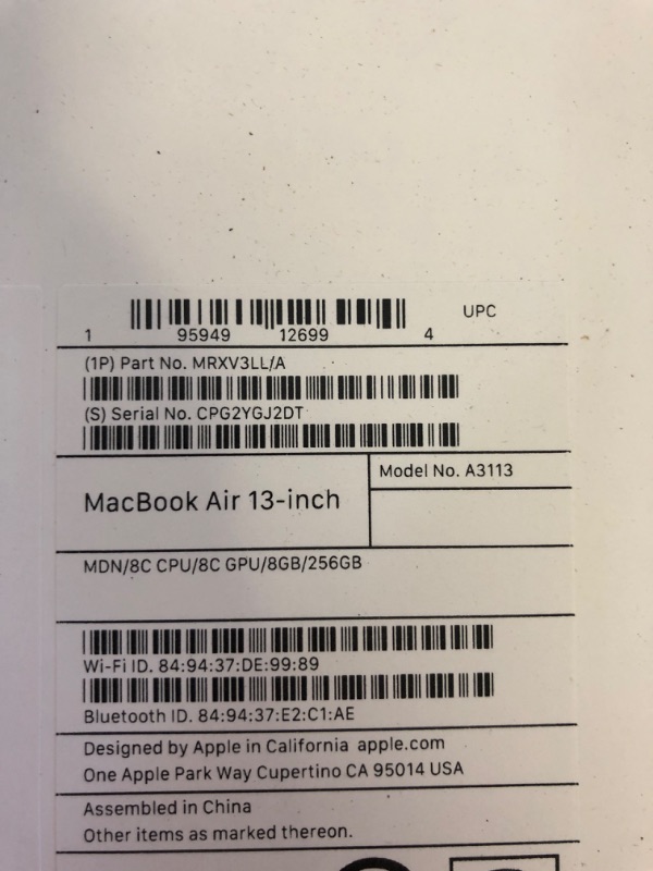 Photo 3 of Apple 2024 MacBook Air 13-inch Laptop with M3 chip: Built for Apple Intelligence, 13.6-inch Liquid Retina Display, 8GB Unified Memory, 256GB SSD Storage, Backlit Keyboard, Touch ID; Midnight 8GB RAM 256GB Midnight Without AppleCare+ (3 Years)***FACTORY SE