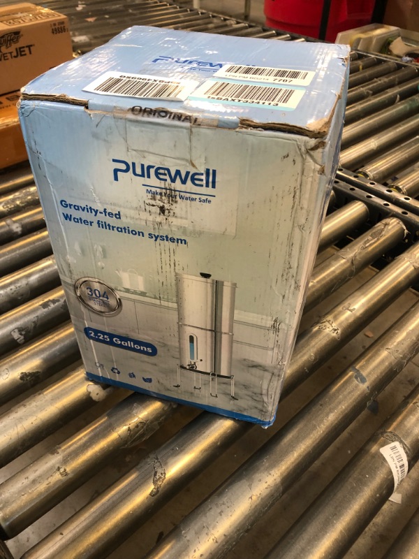 Photo 3 of Purewell 2.25G Gravity Water Filter System with Water Level Window, 8-Stage 0.01?m Ultra-Filtration Stainless Steel Countertop System with 4 Filters and Stand, Reduce Fluoride and Chlorine, PW-KS-CF