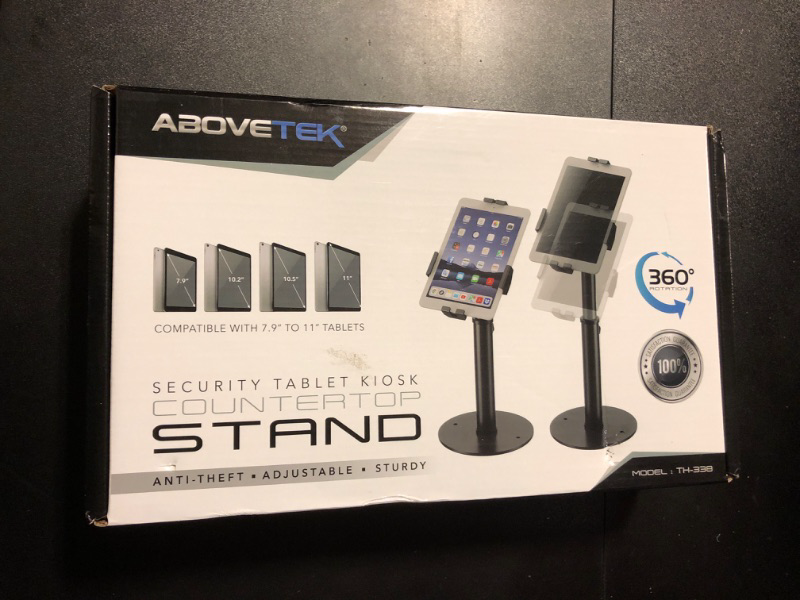 Photo 1 of AboveTEK POS Tablet Kiosk Stand - Universal Tablet Locking Mount for 7.9"-11" Devices, 360° Swivel Anti-Theft Security Stand for iPad, iPad Air, Samsung, Height Adjustable Desk Countertop iPad Stand