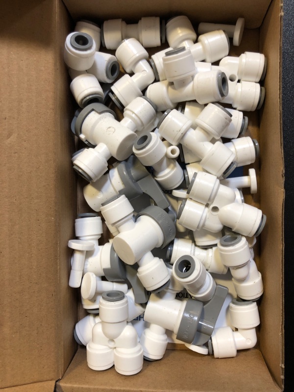 Photo 2 of 1/4 Inch O.D.Quick Connect Fittings,Food Grade 1/4" Push to Connect Fittings,1/4 Water Tubing Line Fittings for RO(Reverse Osmosis) Systems(Ball Valve+T and Y Tee++L and 1 Union + Plug,35 Pcs)