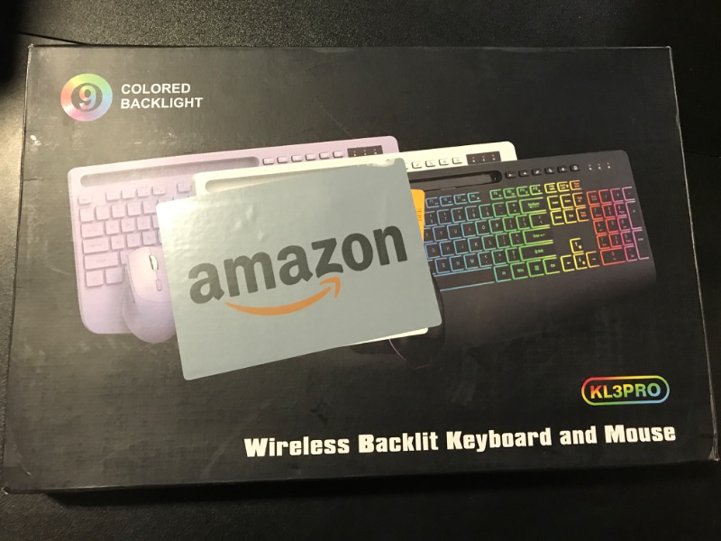 Photo 1 of Wireless Keyboard and Mouse Combo, 9 Backlit Effects, Wrist Rest, Phone Holder, 2.4G Lag-Free Ergonomic Keyboards, Rechargeable Silent Cordless Set for Computer, Laptop, PC, Mac, Windows