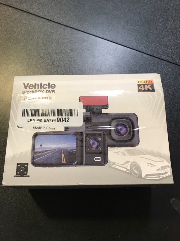 Photo 3 of 4K 3 Channel Dash Cam with 64GB Card, 4K+1080P+1440P Dash Cam Front and Rear Inside, Dash Camera for Cars with Super Night Vision, Motion Detection, 24H Parking Mode, Loop Recording