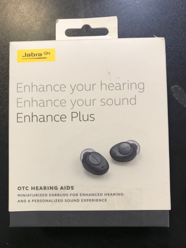 Photo 4 of Jabra Enhance Plus Self-Fitting OTC Hearing Aids for Advanced Hearing Enhancement, Music and Calls – 4 Built-in Microphones and Powerful Speakers, Made for iPhone – Dark Grey