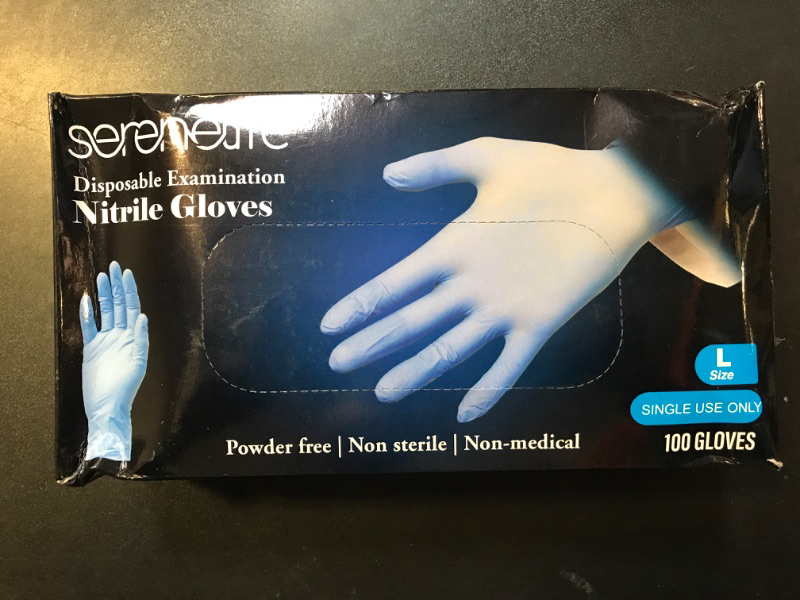 Photo 2 of SereneLife 100Pcs Nitrile and Vinyl Disposable Gloves - Soft Industrial Gloves Powder-Free