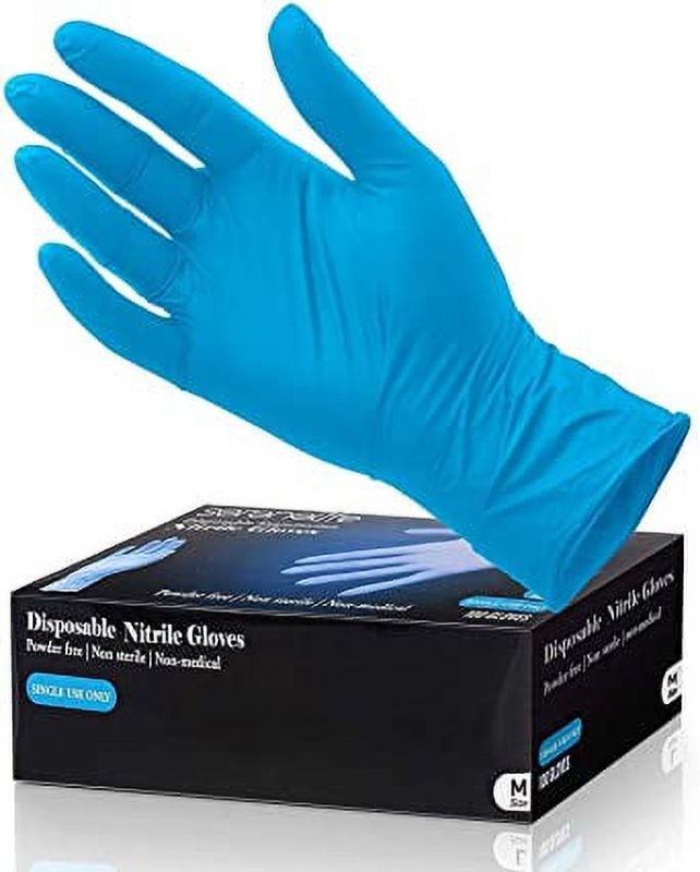 Photo 1 of SereneLife 100Pcs Nitrile and Vinyl Disposable Gloves - Soft Industrial Gloves Powder-Free