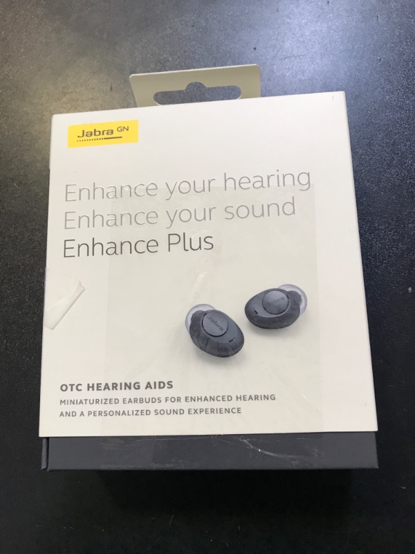 Photo 4 of Jabra Enhance Plus Self-Fitting OTC Hearing Aids for Advanced Hearing Enhancement, Music and Calls – 4 Built-in Microphones and Powerful Speakers, Made for iPhone – Dark Grey