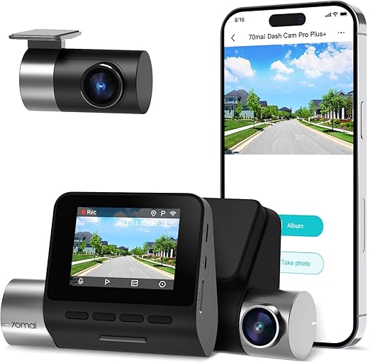 Photo 1 of 70mai 2.7K UHD Dash Cam Front and Rear, Dual Dash Camera Built-in WiFi GPS, Smart Dash Camera for Cars, ADAS, Sony IMX335, 2'' IPS LCD Screen, WDR, Night Vision, Parking,Monitor, Loop Recording