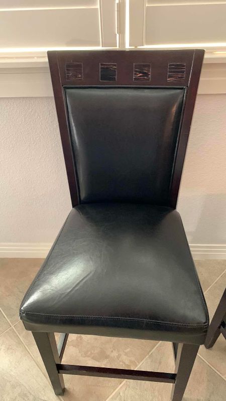 Photo 2 of 4-BLACK W FAUX LEATHER SIDE CHAIRS