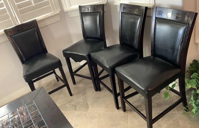 Photo 1 of 4-BLACK W FAUX LEATHER SIDE CHAIRS