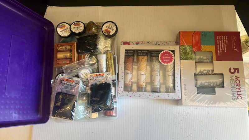 Photo 1 of 2 SETS OF ACYRLIC PAINTS AND GLITTER ART SUPPLIES