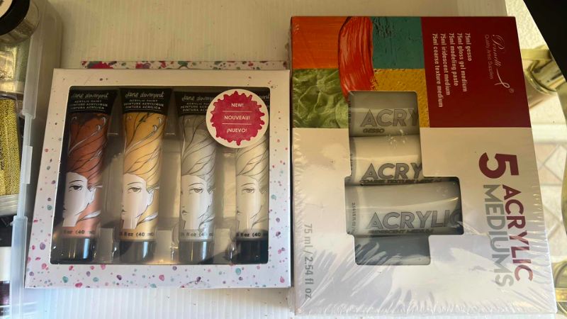 Photo 1 of 2 SETS OF ACYRLIC PAINTS AND GLITTER ART SUPPLIES