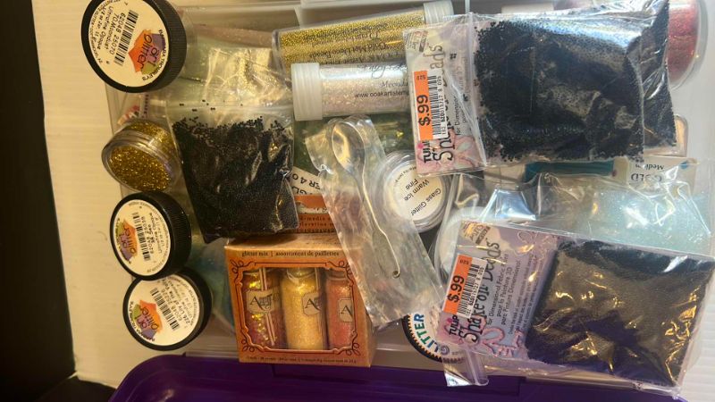 Photo 1 of 2 SETS OF ACYRLIC PAINTS AND GLITTER ART SUPPLIES