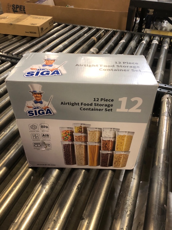 Photo 1 of MR.SIGA 12 Pack Airtight Food Storage Container Set, BPA Free Kitchen Pantry Organization, Kitchen Canisters for Cereal, Spaghetti, includes 16 Reusable Sticker Labels