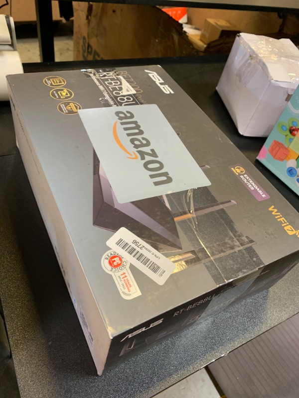 Photo 1 of ASUS RT-BE88U Dual-Band WiFi 7 AiMesh Extendable Performance Router, 4K-QAM, MLO, Dual 10G Ports, SFP+, 4X 2.5G Ports, 4X 1G Ports, 34G WAN/LAN Capacity, Network Security, Built-in VPN