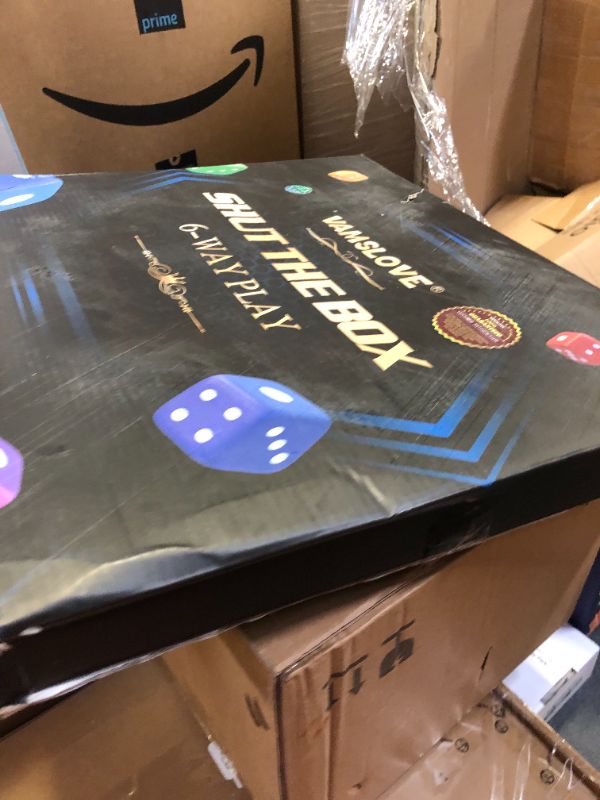 Photo 1 of Vamslove Shut The Box Game for 6 Player with 12+4 Dice - Colorful 6 Sided Wooden Board Math Number Games for Kids Adults Families Party Club (Instructions Included)