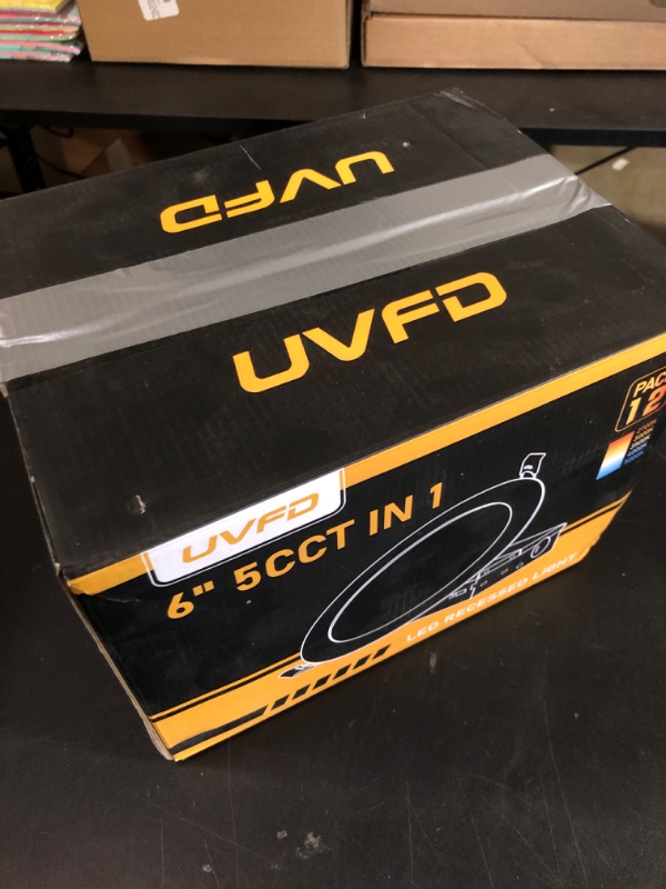 Photo 1 of UVFD 12 Pack 6 Inch 5CCT Ultra-Thin LED Recessed Ceiling Light with Junction Box,2700K/3000K/3500K/4000K/5000K Selectable,Dimmable Canless Wafer Downlight, 12W, ETL&FCC