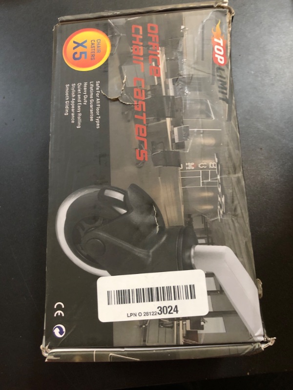 Photo 1 of Toplimit 3" Office Chair Wheels Replacement with Threaded Stem 3/8"-16x1 Heavy Duty Set of 5, Screw in Rubber Caster Wheels, Desk Chair Casters, Safe for Wood Floor, Tile and Carpets with Nuts