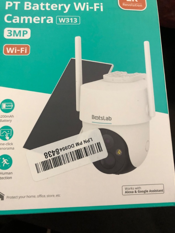 Photo 1 of BOTSLAB Outdoor Security Camera Wireless, 2K 3MP Pan Tilt Camera with Solar Powered, Color Night Vision, Human Detection for Home Surveillance, 2.4GHz WiFi, Compatible with Alexa