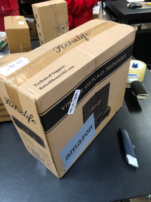 Photo 1 of Turntable Vinyl Record Player 3-Speed Suitcase Portable Belt-Driven Record Player with Built-in Speakers RCA Line Out AUX in Headphone Jack Vintage White