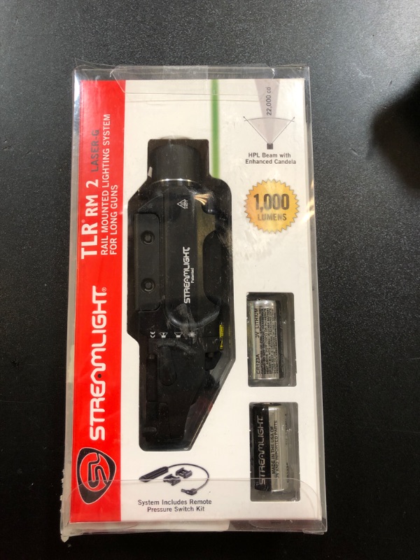 Photo 2 of Streamlight 69453 TLR RM 2 G 1000-Lumen Rail-Mounted Tactical Weapon Light with Integrated Green Aiming Laser, Remote Pressure Switch, and Key Kit, Black