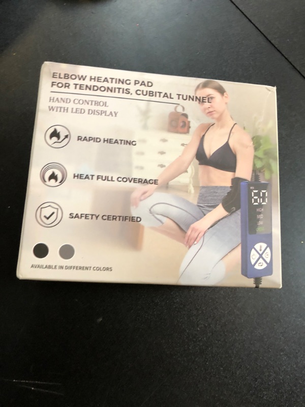 Photo 2 of CREATRILL Elbow Heating Pad for Cubital Tunnel and Tennis Elbow Relief, Heated Elbow Brace Arm Heating Pad Sleeve for Ulnar Nerve with Auto Off and Moist Heat Option