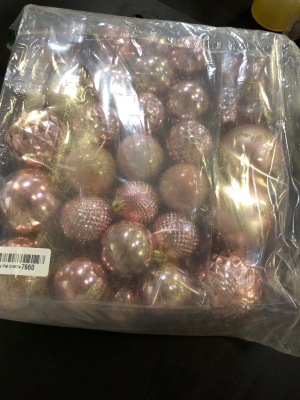 Photo 2 of 116Pcs Rose Gold Christmas Ball Ornaments Set, Shatterproof Christmas Hanging Decoration Set with Gift Box, Assorted Decorative Baubles Set for Xmas Tree/Home/Wedding/Party/Holiday (Rose Gold)