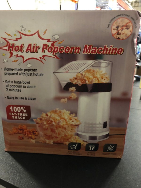 Photo 2 of Quick & Easy Hot Air Popcorn Popper Maker with Measuring Cup + Melts Butter, 4.5 Quarts, Etl Certified, 1200W No Oil Electric Popcorn Machine with On/Off Switch, White