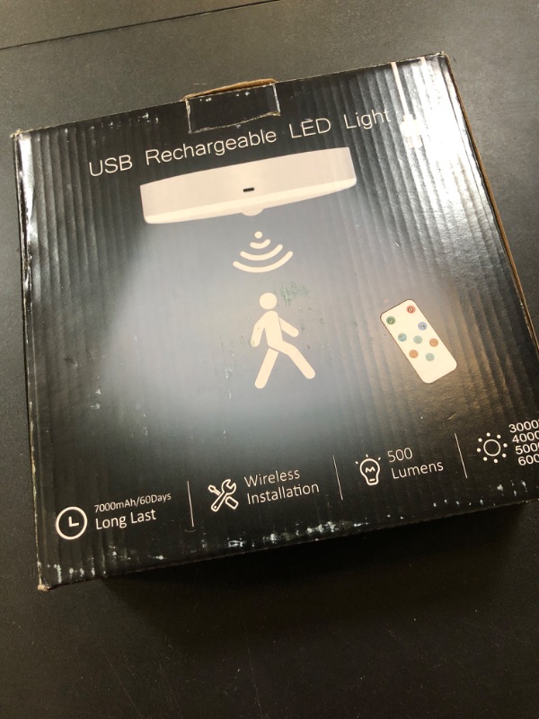 Photo 1 of Yurnero Rechargeable Motion Sensor Ceiling Light with Remote 7.4 Inch Wireless Ceiling Lights Battery Operated Closet Light Motion Sensor Battery Powered Light for Closet Shower Pantry Shed