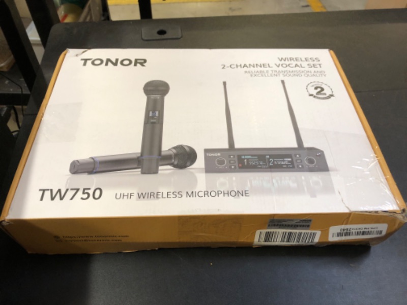 Photo 1 of TONOR Wireless Microphone System, Auto Scan & Pair Professional Rechargeable Wireless Mic, 2x100 UHF Metal Cordless Dynamic Mic Set for Karaoke, Church, Singing, Wedding, Meeting, DJ, 328ft TW750