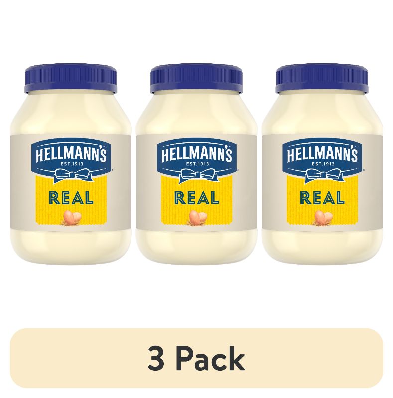 Photo 1 of (3 pack) Hellmann's Real Mayonnaise Rich Creamy Condiment Gluten Free, 30 oz Jar