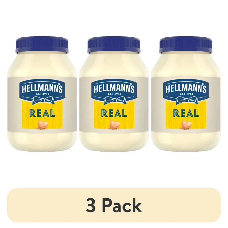 Photo 1 of (3 pack) Hellmann's Real Mayonnaise Rich Creamy Condiment Gluten Free, 30 oz Jar