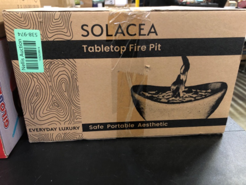 Photo 1 of SOLACEA Elegant Concrete Table top FirePit I Portable Tabletop Fire Pit Outdoor I Versatile Indoor Fire Pit Tabletop I Smokeless Earth Friendly Fire Bowl I Table Fire Pit Tabletop Perfect for S'Mores