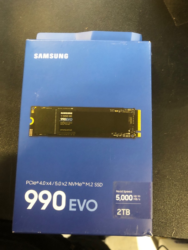 Photo 1 of SAMSUNG 990 EVO SSD 2TB, PCIe Gen 4x4, Gen 5x2 M.2 2280 NVMe Internal Solid State Drive, Speeds Up to 5,000MB/s, Upgrade Storage for PC Computer, Laptop, MZ-V9E2T0B/AM, Black