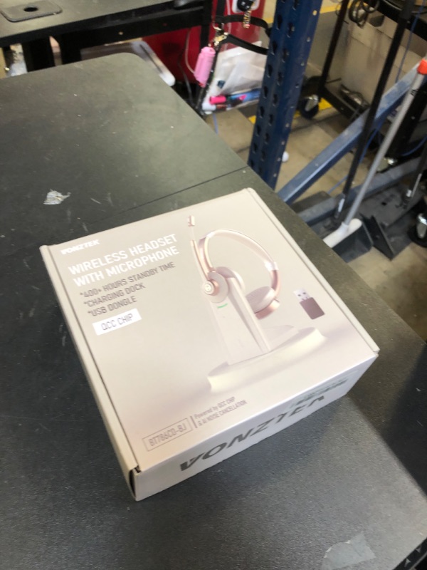 Photo 1 of Wireless Headset, Bluetooth Headset with Microphone, AI Noise Canceling Mic & USB Dongle, Wireless Headphones with Mic Mute & Charging Base for Work from Home/Office/Call Center/PC/Laptop/Zoom